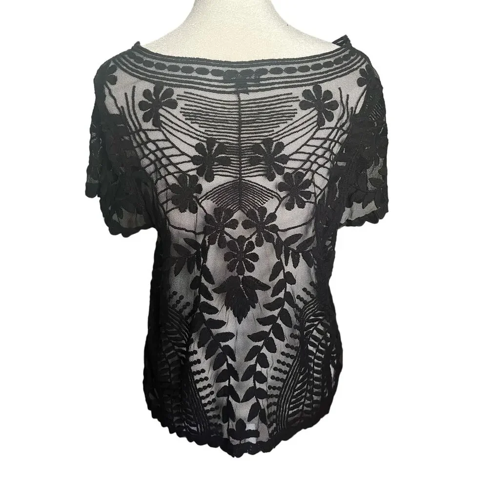 Lace Mesh Cropped Shirt Express Size M - Picture 5 of 7